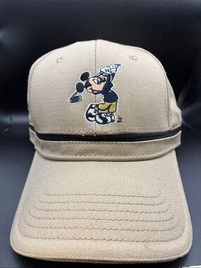Disney Tan Baseball Cap with Embroidered Mickey Golfer